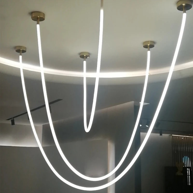 Modern LED Chandelier Silicone Lamps 360-degree Light-emitting for Living Room Restaurant Department Hotel Office Pendant Lights