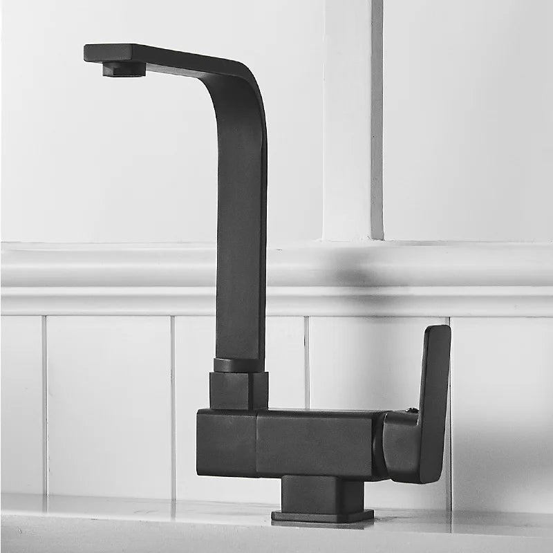 Black Kitchen Faucet 360° Rotating Fold Hot Cold Water Mixer Tap Deck Mount Sink Faucets 304 stainless steel quality Crane
