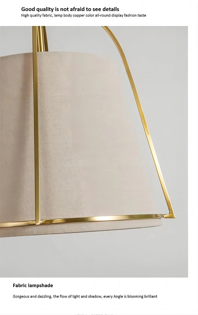 American Simple Dining Room Cloth Chandelier Minimalist Restaurant Bar Creative LED Light Bedroom Cloth Study Pendant Lamp