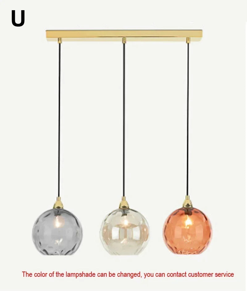 Nordic Stained Color Glass Chandelier