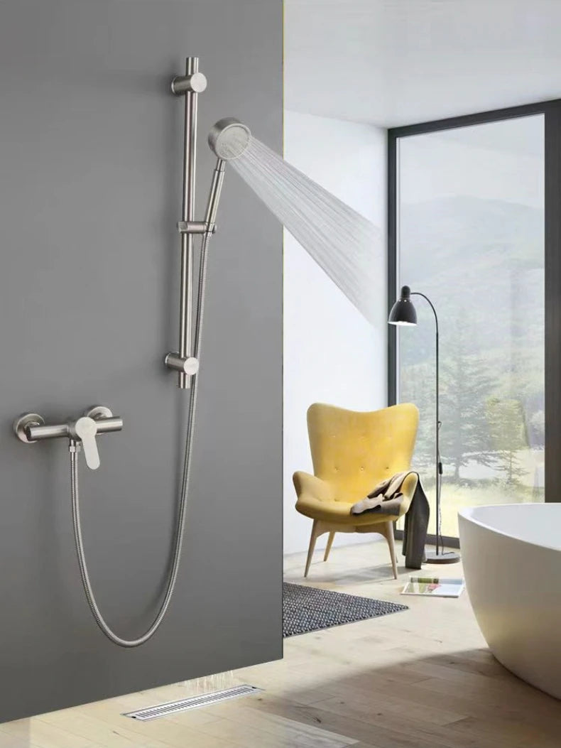 SUS304 stainless steel bathroom shower faucet wall-mounted shower cylinder faucet hot and cold water control valve switch faucet