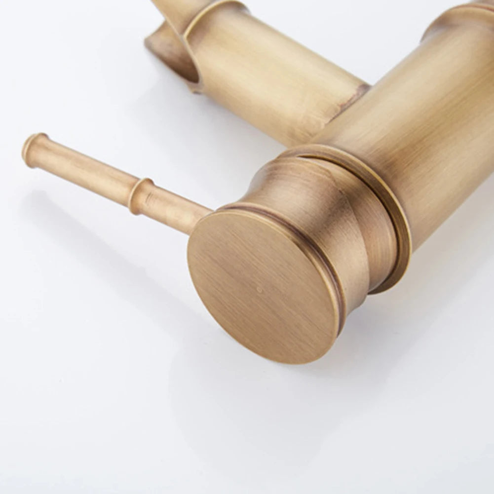 Basin Faucet Antique Brass Bamboo Shape Faucet Sink Mixer Faucet Single Handle Filter Impurities Kitchen Bathroom Accessories