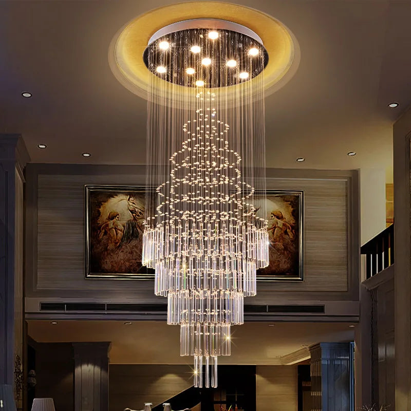 Modern LED Staircase Crystal Chandelier
