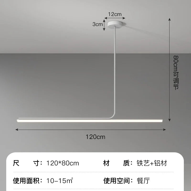 Minimalist Long Pendant Lamp 360 Luminous Strip Light Fixture
