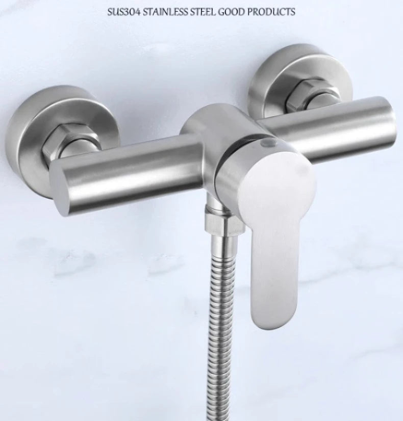 SUS304 stainless steel bathroom shower faucet wall-mounted shower cylinder faucet hot and cold water control valve switch faucet