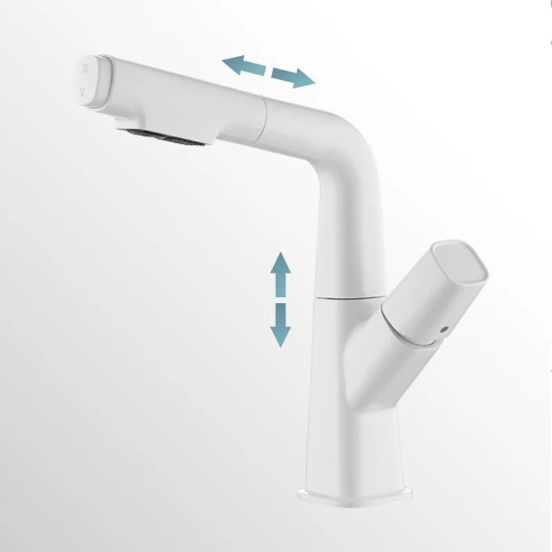 Shinesia Bathroom Faucets Pull Out Basin Faucet 360° Rotate Hot And Cold Water Sink Mixer Lift Up And Down