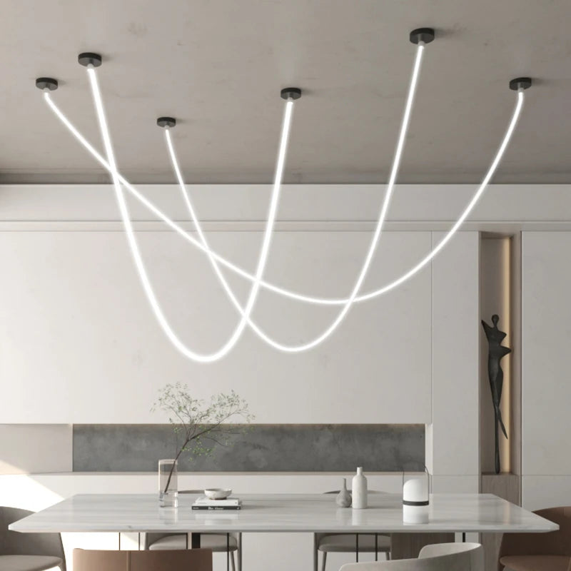 Modern LED Chandelier Silicone Lamps 360-degree Light-emitting for Living Room Restaurant Department Hotel Office Pendant Lights