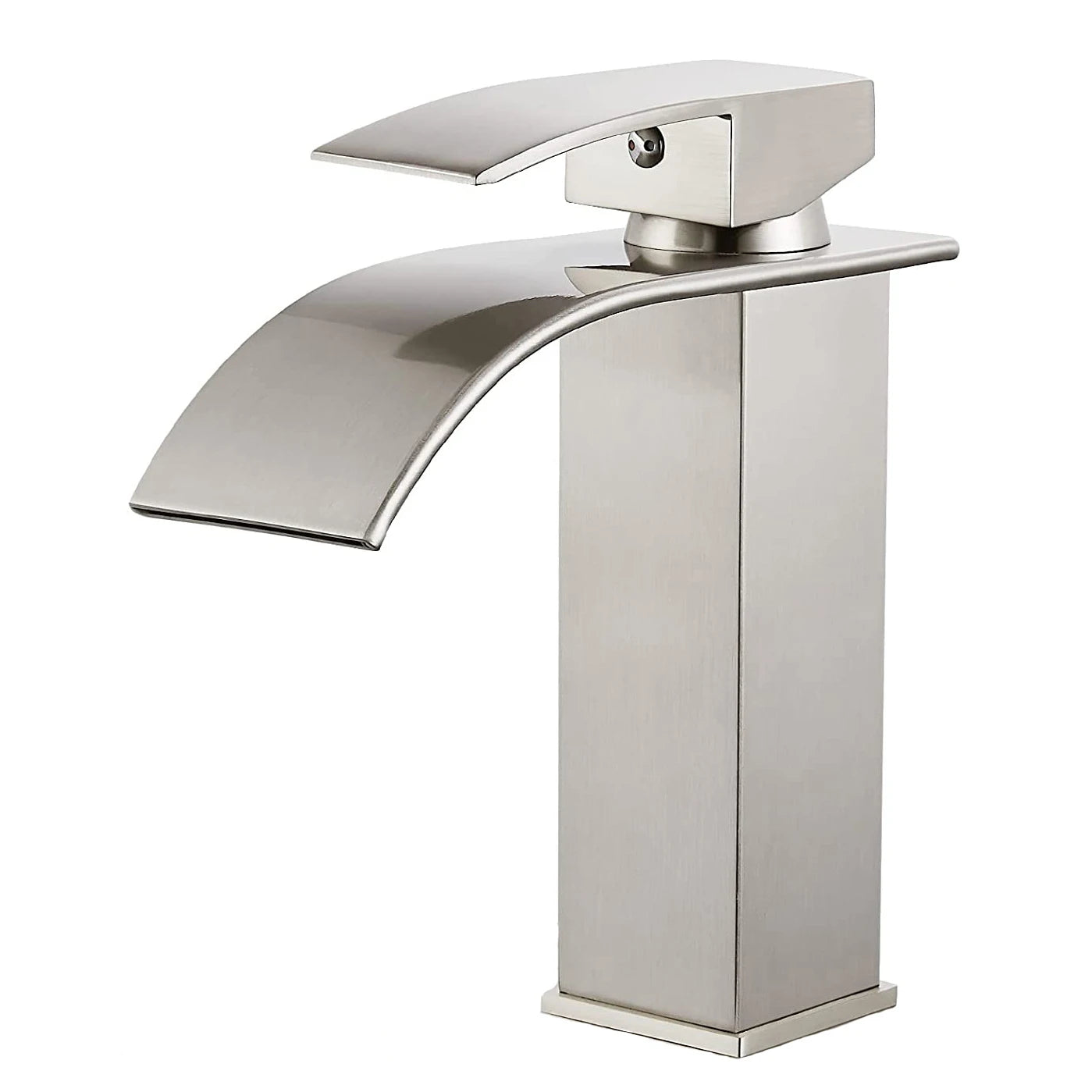 Basin Faucets Brass Silver Elegant Waterfall Bathroom Sink Faucet Single Lever Hole Deck Mount Big Square Spout Mixer Taps