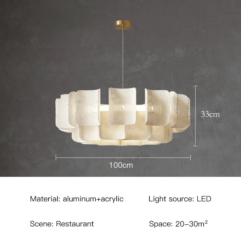 Wabi Sabi Led large Chandelier Bedroom Minimalist white Acrylic lamp Dining Living Room Hotel Lobby Hanging Lamp Fixture