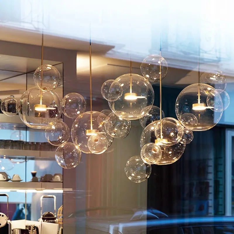 Modern Art Deco Glass Bubble Chandelier Customized Living room Droplight for Children Dining room Bar Indoor Decor Light Fixture