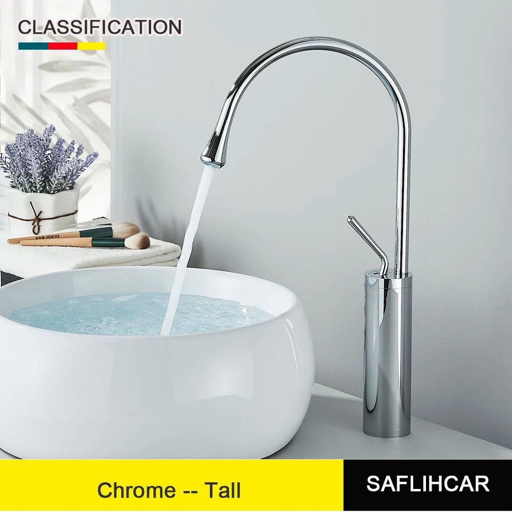 Modern Basin Faucet Brushed Gold Black Silver Faucet Deck Mounted Basin Sink Tap Mixer Hot & Cold Brass Tap for Bathroom