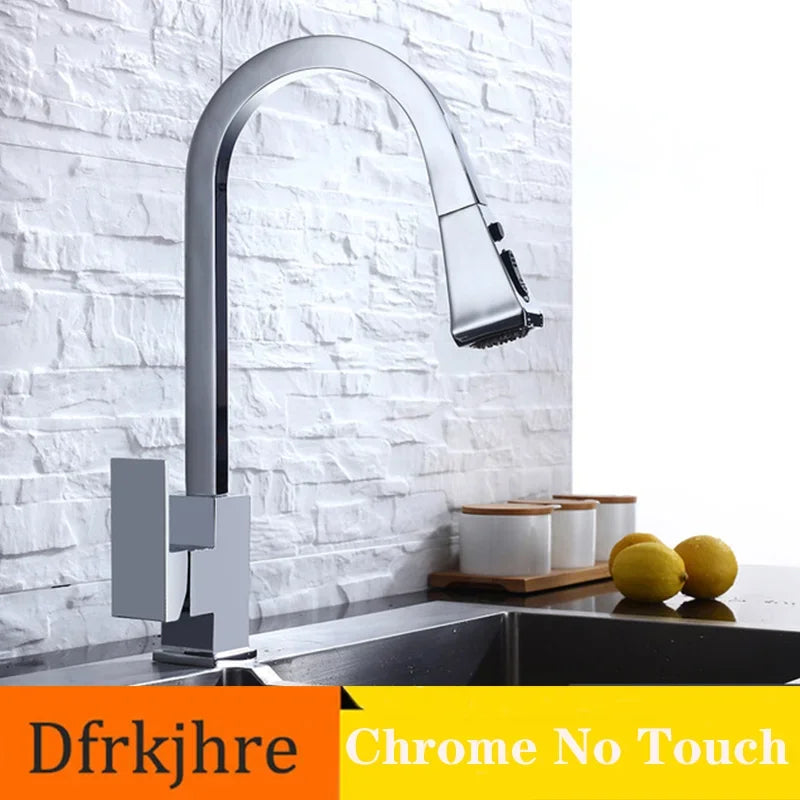 Matte Black Pull Out Sensor Kitchen Faucets Stainless Steel Smart Induction Mixed Tap Rotate Touch Control Sink Tap Torneira