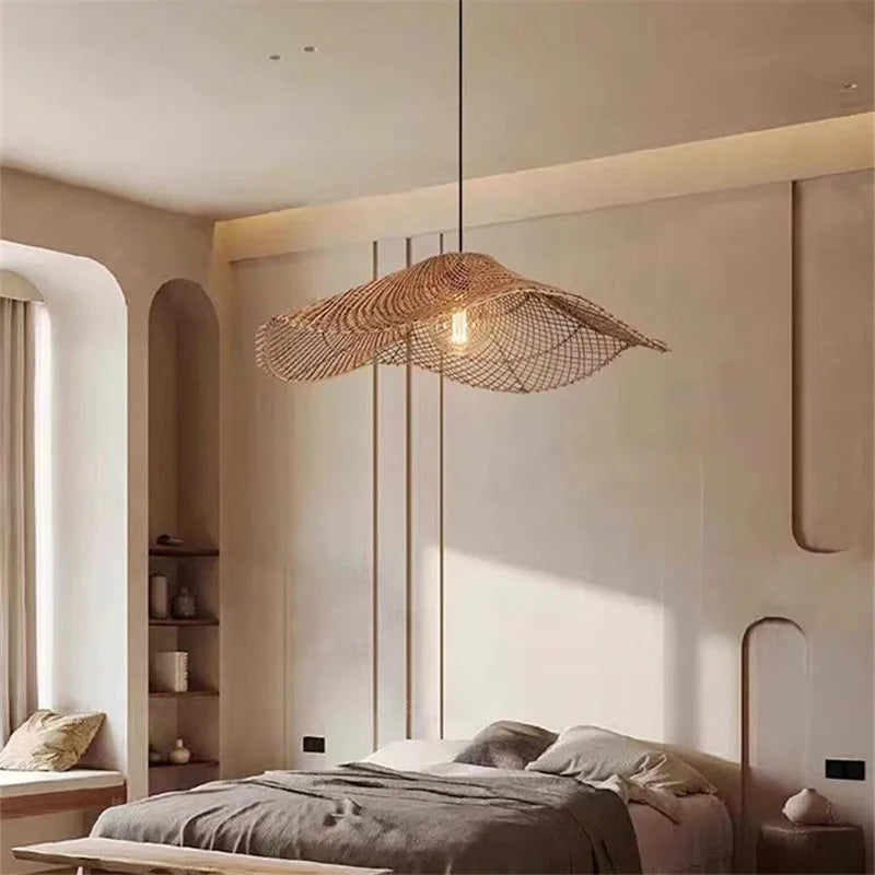 Japanese Woven Straw-Rattan Chandelier