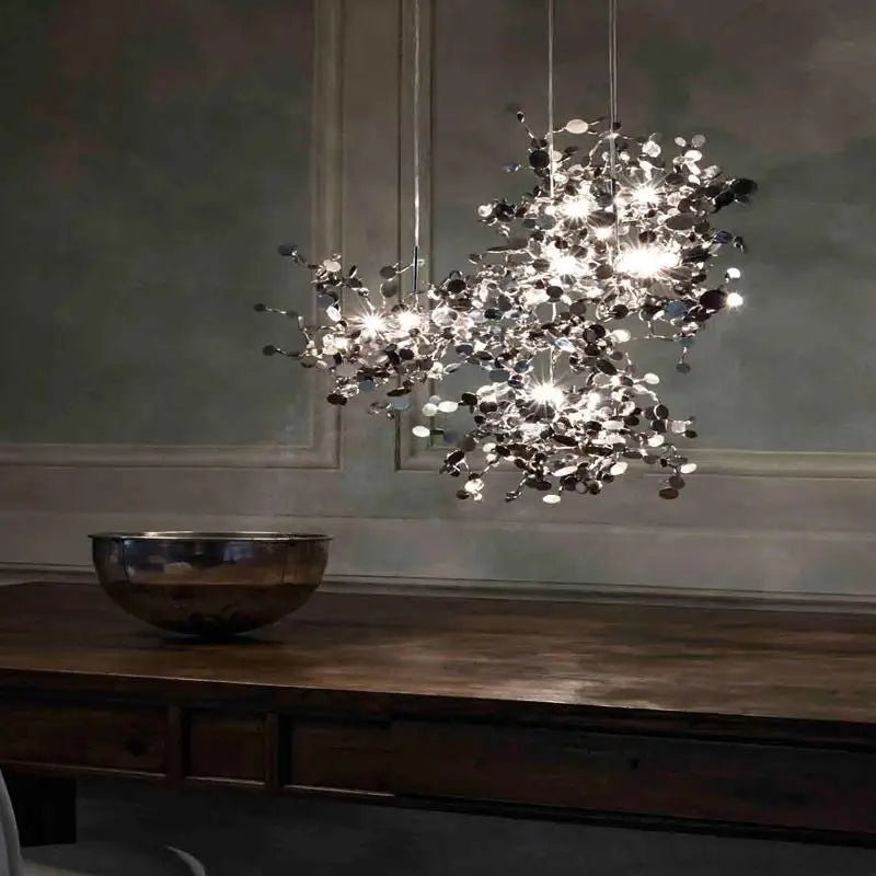 Modern LED Chrome Stainless Steel Chandelier Pendant Lights for Dining Room Home Decor Lighting Living Room Indoor Light Fixture