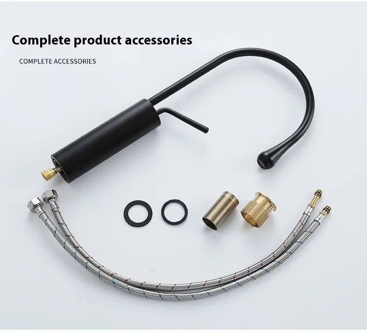 Modern Bathroom Faucet High Arc Single Handle Sink Faucet Brass Washbasin Hot and Cold Water Faucet with Hose Accessories