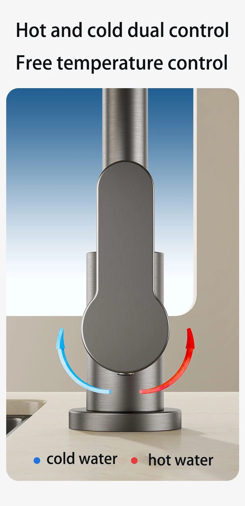 Gray Kitchen Faucets Pull Out Rotation Waterfall Stream Sprayer Head Hot -Cold Water Faucet Wash Basin Rotation Water Tap