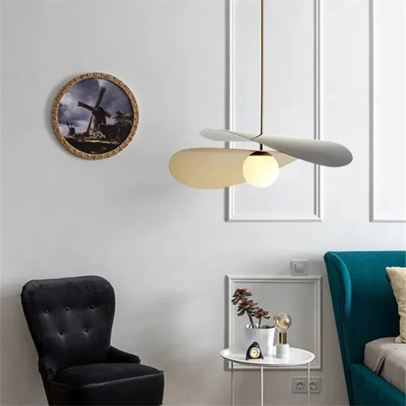 Olivia Pendant lamp French Designer Lotus Leaf Lamp loft Dining Room office table lamp Metal Bar cloth Shop Suspension hat lamp
