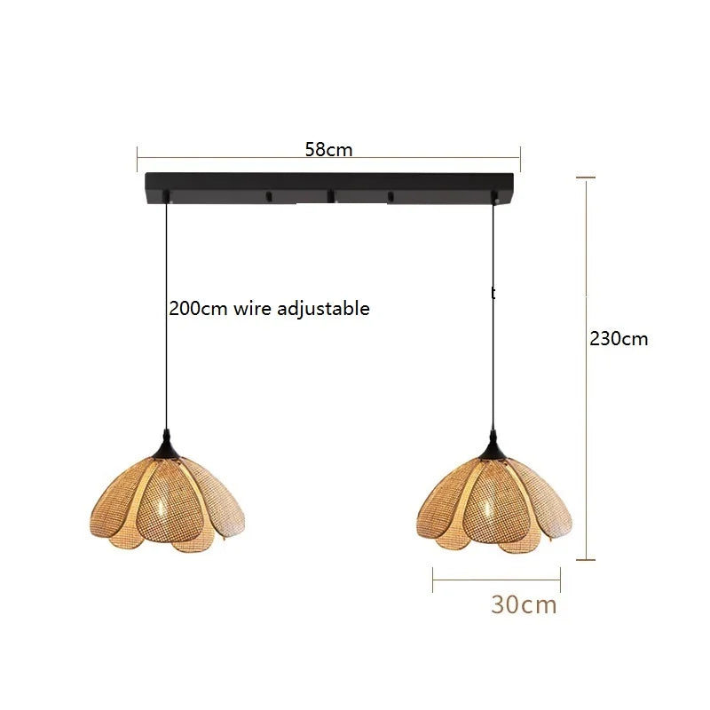 IWHD 50CM Rattan Flower LED Pendant Lamp Home Decor Indoor Bedroom Dining Living Room Lights Nordic Modern Hanging Light Edison