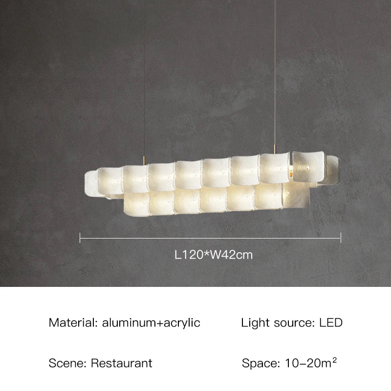 Wabi Sabi Led large Chandelier Bedroom Minimalist white Acrylic lamp Dining Living Room Hotel Lobby Hanging Lamp Fixture