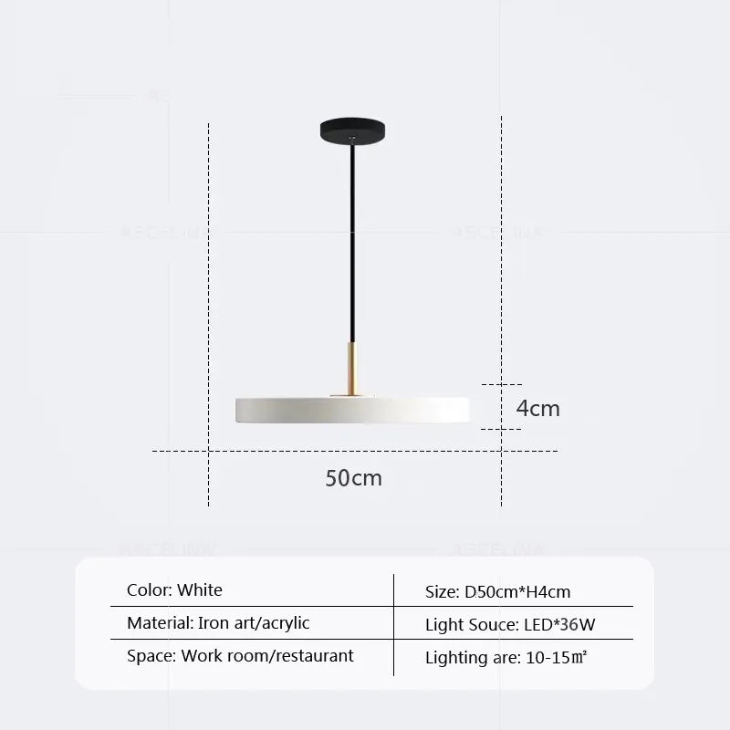 Modern minimalist pendant light LED Disc Lights Study Decor replica design lamp For Bedroom Living Room Office home design light