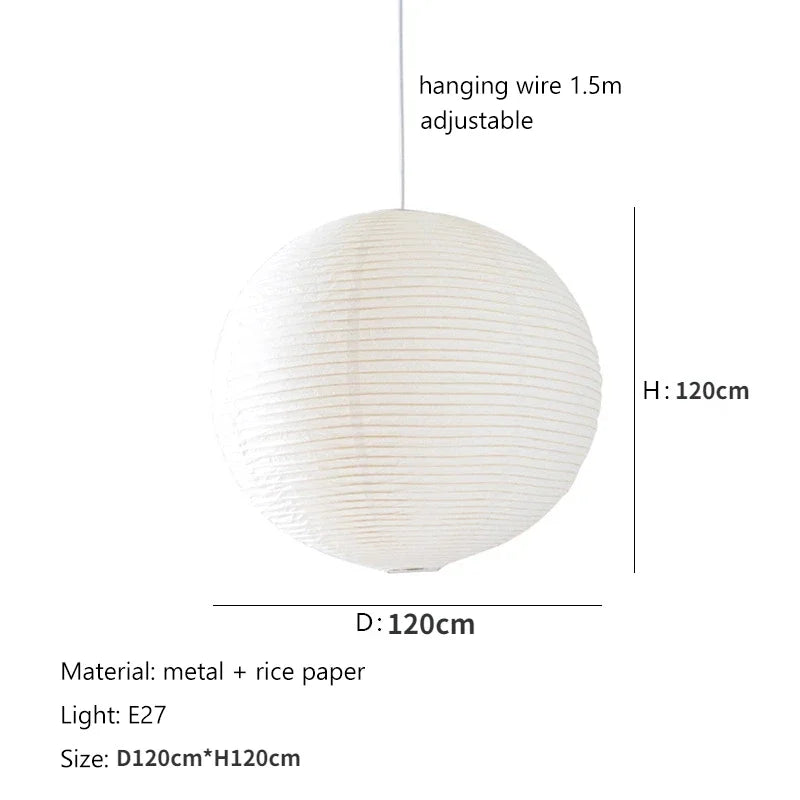 Round Rice Paper LED Pendant Lights