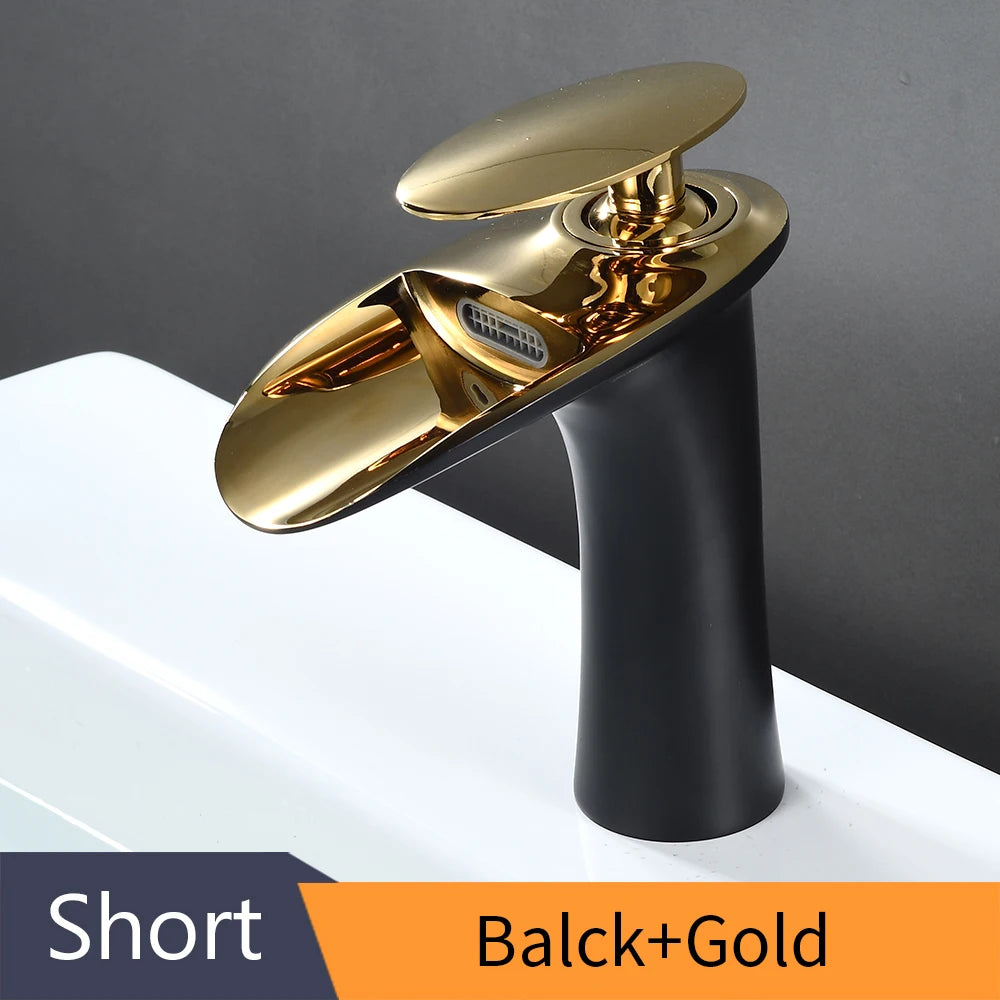 Gold Basin Faucets Waterfall Bathroom Faucet Single handle Basin Mixer Tap Bath Faucet Brass Sink Water Crane Silver 855923