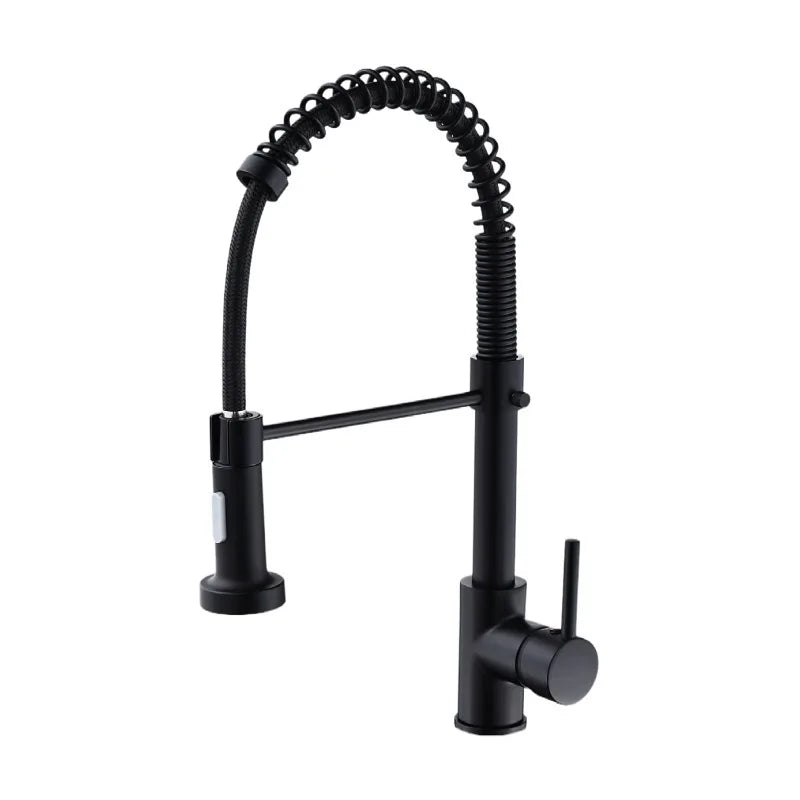 Matte Pull Down Kitchen Faucet Chrome Dual Modes Nozzle Hot Cold Water Mixer Crane Tap Brass Spring Kitchen Sink Faucets