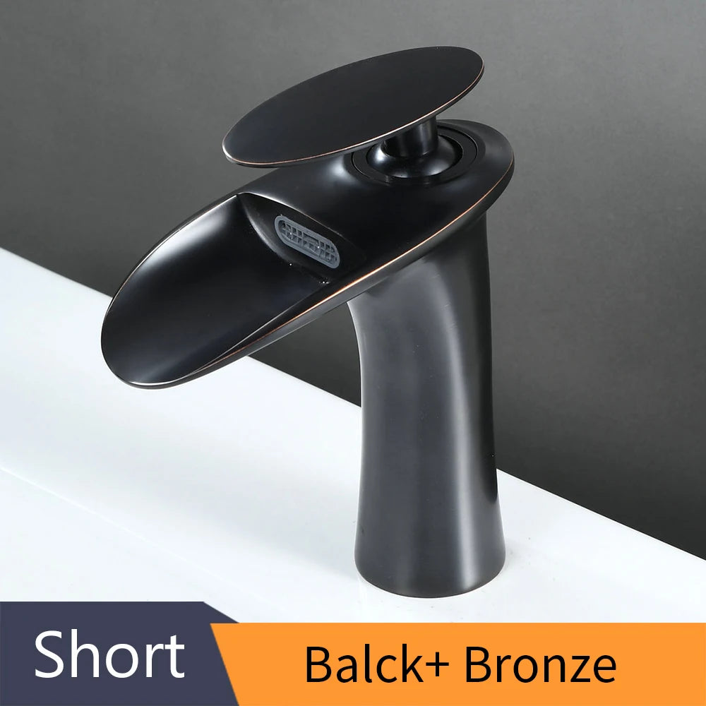 Gold Basin Faucets Waterfall Bathroom Faucet Single handle Basin Mixer Tap Bath Faucet Brass Sink Water Crane Silver 855923