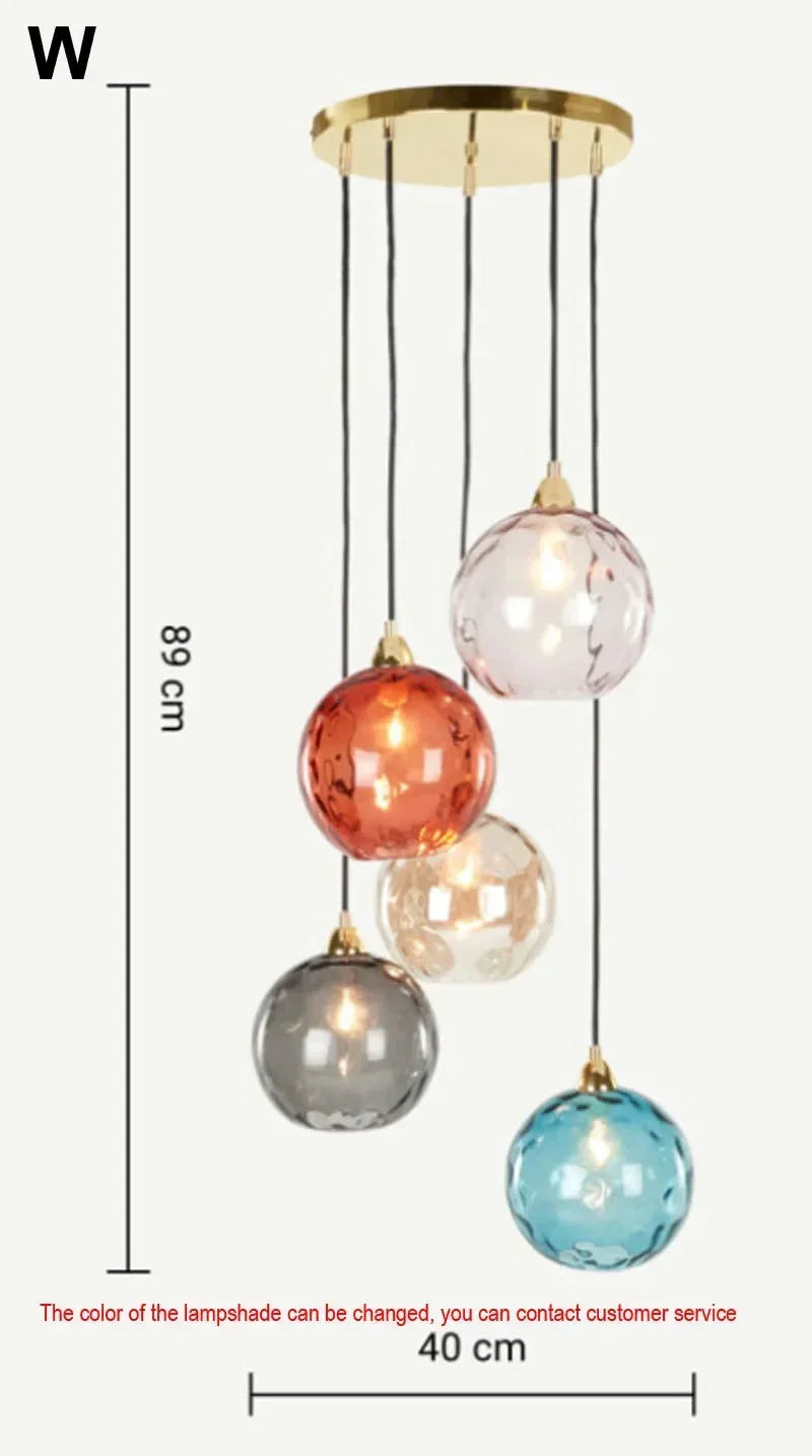 Nordic Stained Color Glass Chandelier