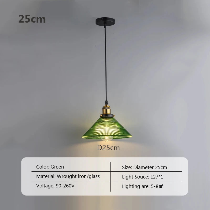 Suspension Green Stripe Glass Chandelier