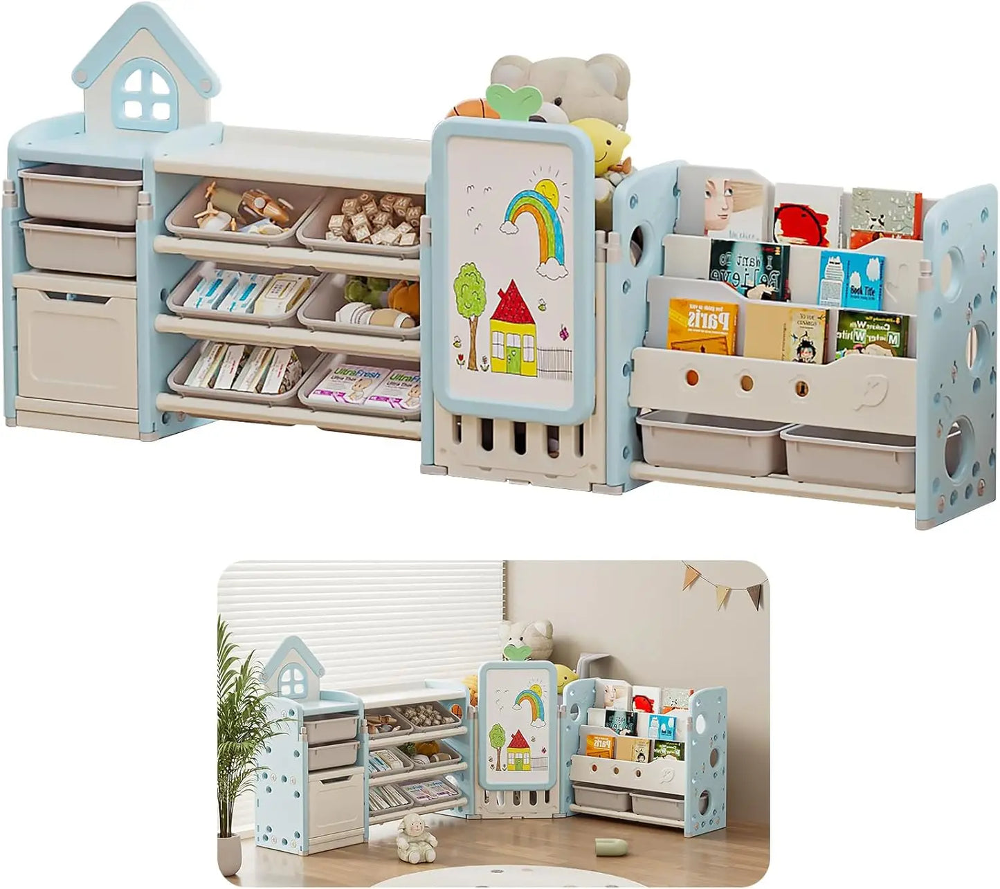 Kids Multifunctional Toy Storage Organizer 3-Tier Bookshelf