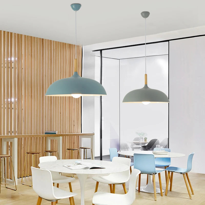 Minimalist Wood & Aluminum Modern Pendant Lamps