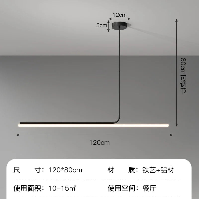 Minimalist Long Pendant Lamp 360 Luminous Strip Light Fixture