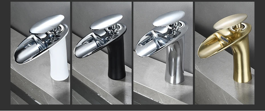 Gold Basin Faucets Waterfall Bathroom Faucet Single handle Basin Mixer Tap Bath Faucet Brass Sink Water Crane Silver 855923