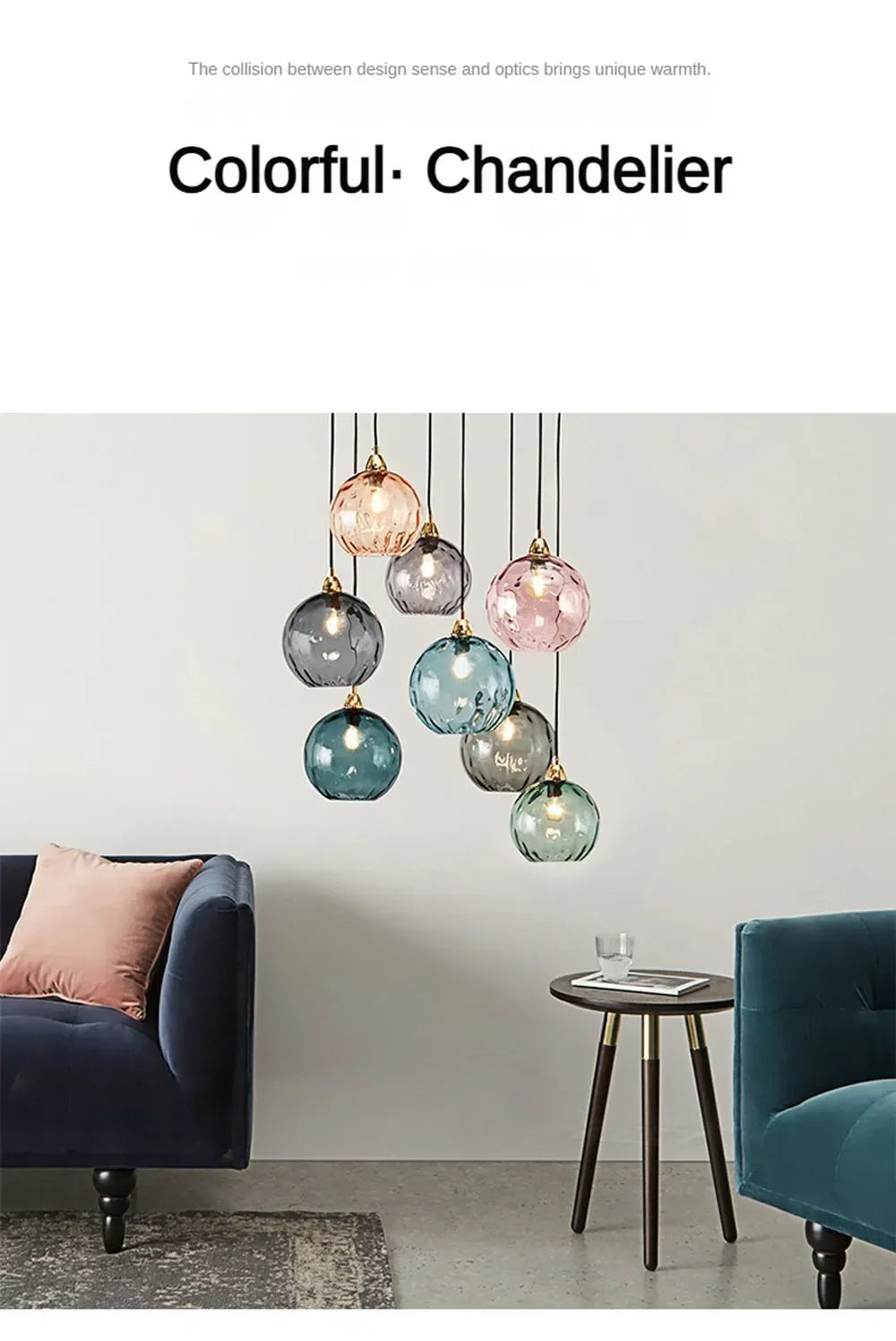 Nordic Stained Color Glass Chandelier