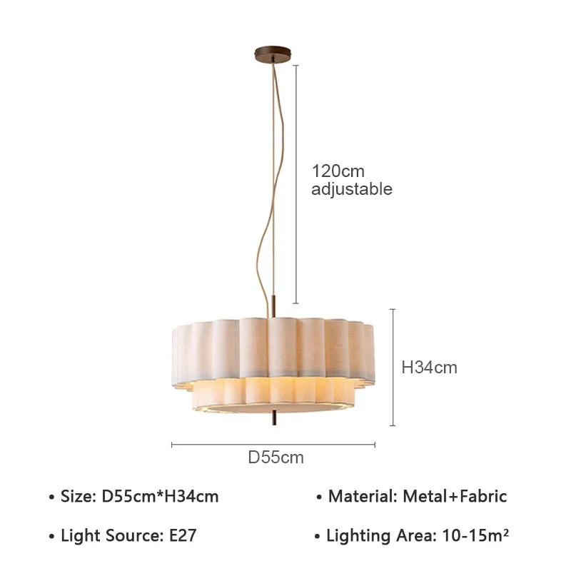 Folia Fabric Pendant lamp Bohemia Large Linen Lamp Wabi Sabi Living Dining room Bedroom lamp B&B Decoration Lounge room Lamp