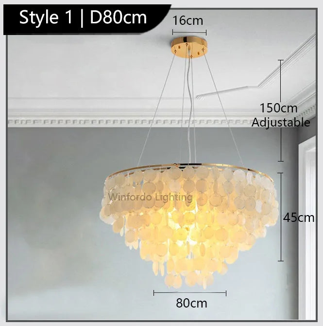 Luxury Shell Chandelier in Gold / Chrome