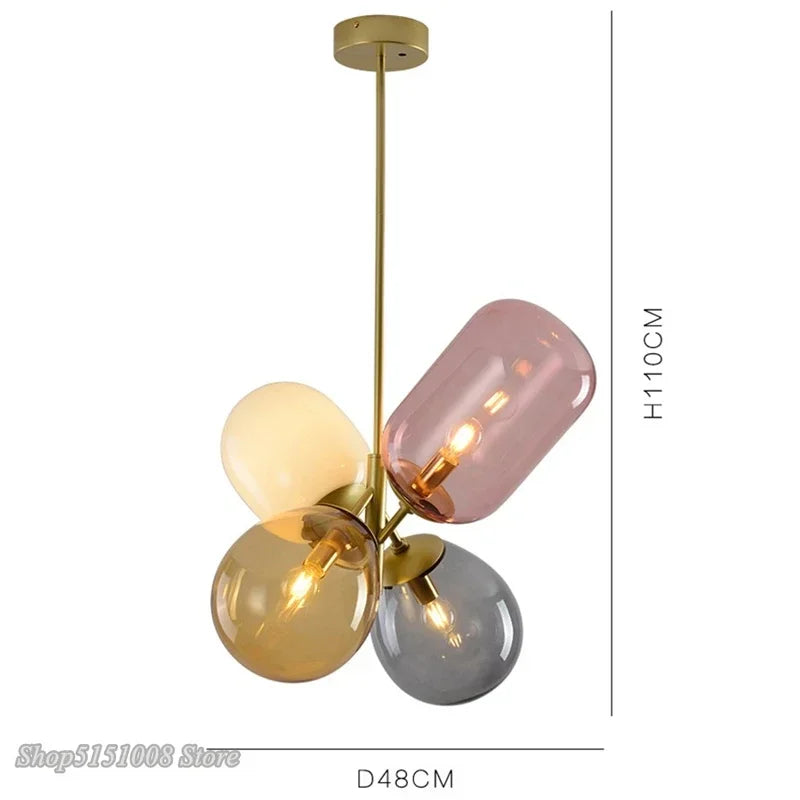 Old Branch Post-modern Stained Glass Chandelier Modern Minimalist Bedroom Warm Children Room Art All-copper Lamps