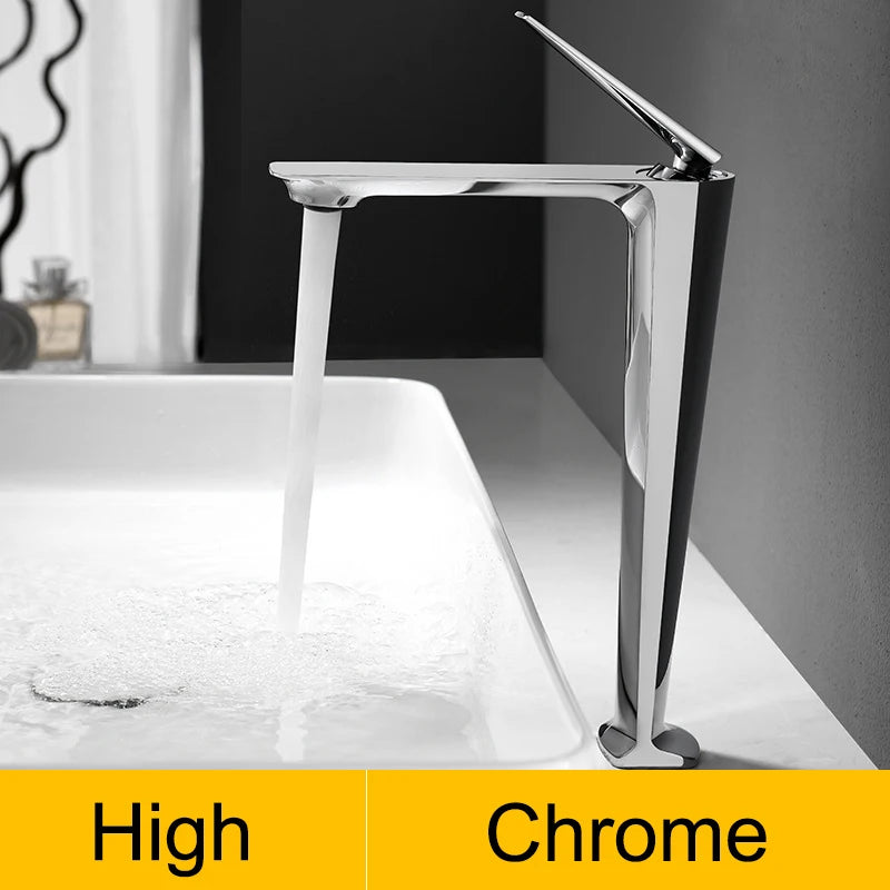 Waterfall Basin Sink Faucet Cold Hot Bathroom Washing Faucet Single Handle Shingle Hole Beautiful Arc Water Sink Tap Mixer