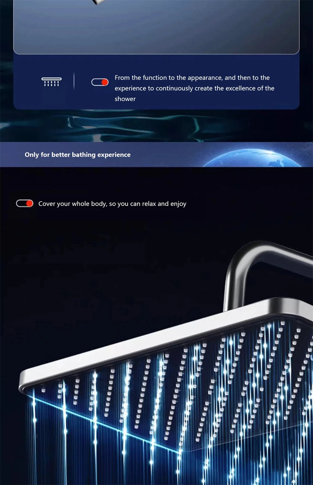 Bathroom shower system with intelligent LED temperature display multifunctional shower suite rain shower faucet complete set