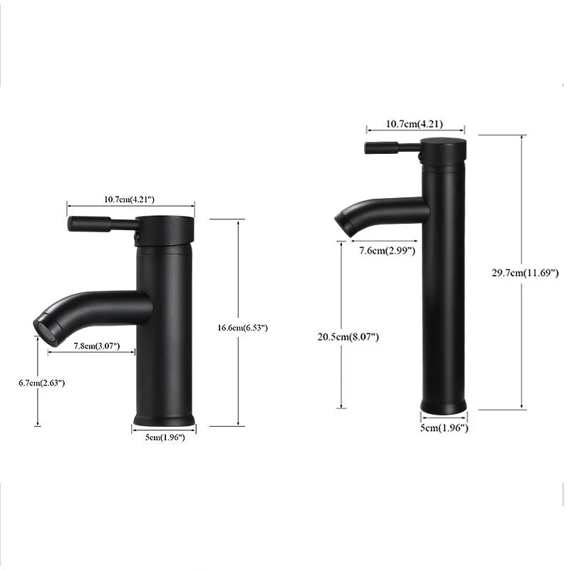 Black Minimalist style Bathroom Faucet Hot Cold Water Sink Mixer Tap Stainless Steel Basin Faucets