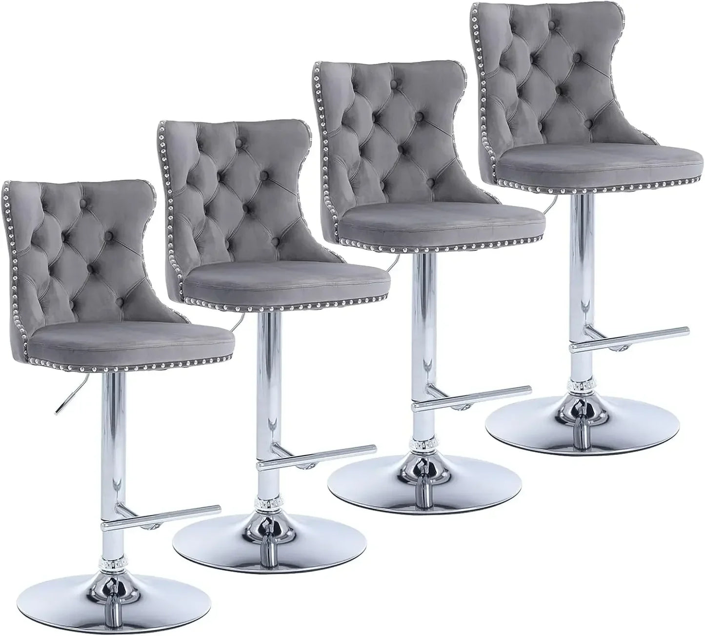 Velvet Button Tufted Stools Counter Height Bar Stools Set of 4