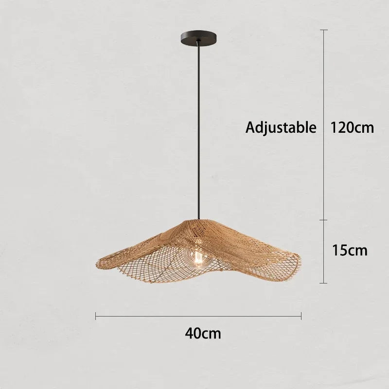 Japanese Woven Straw-Rattan Chandelier