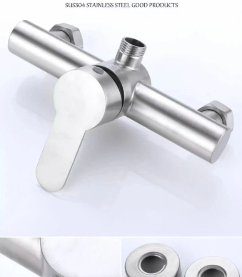 SUS304 stainless steel bathroom shower faucet wall-mounted shower cylinder faucet hot and cold water control valve switch faucet
