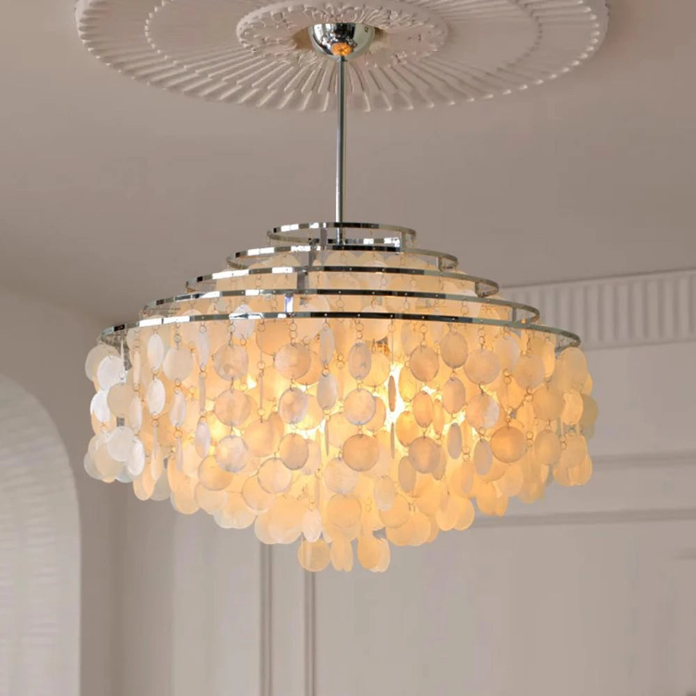 Luxury Shell Chandelier in Gold / Chrome