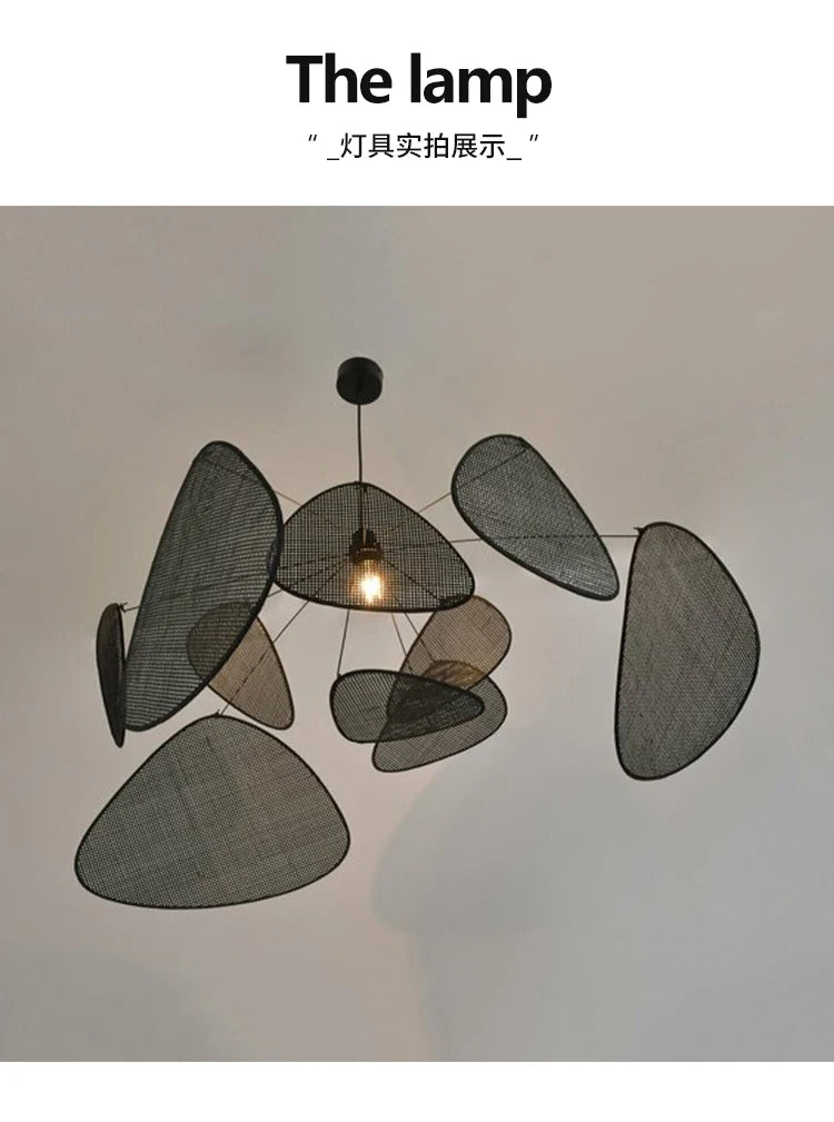 New Chinese Style Pendant Lights Black Rattan Suspension Luminaire for Restaurant Dining Room Home Decor Designer Light Fixtures
