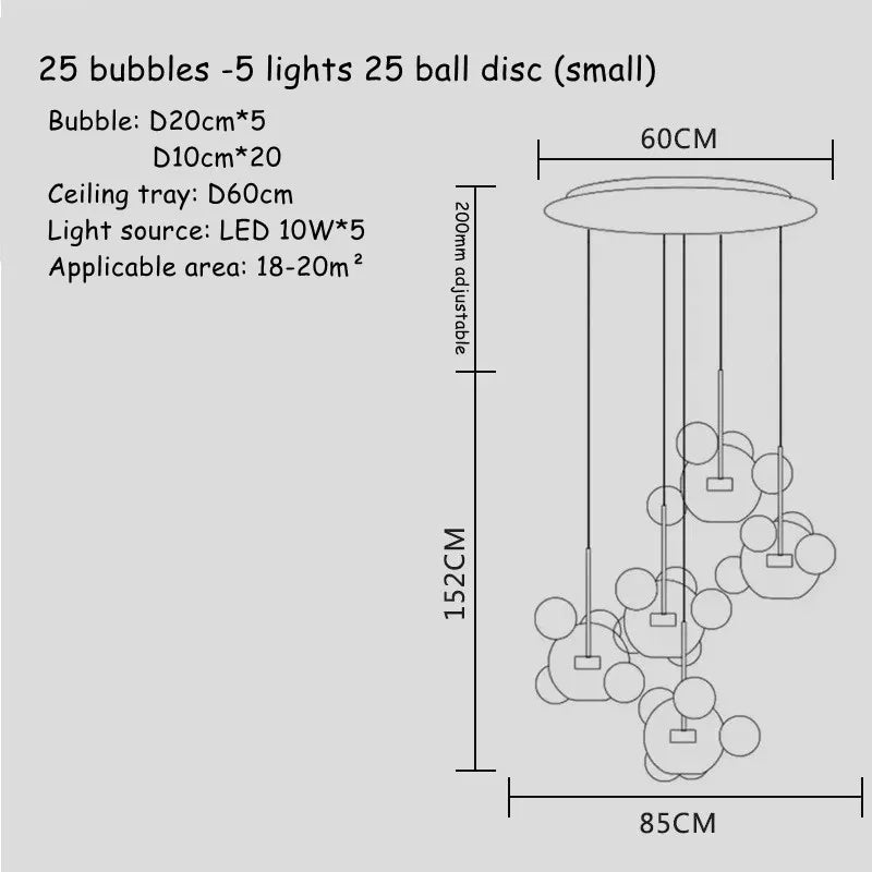 Modern Art Deco Glass Bubble Chandelier Customized Living room Droplight for Children Dining room Bar Indoor Decor Light Fixture