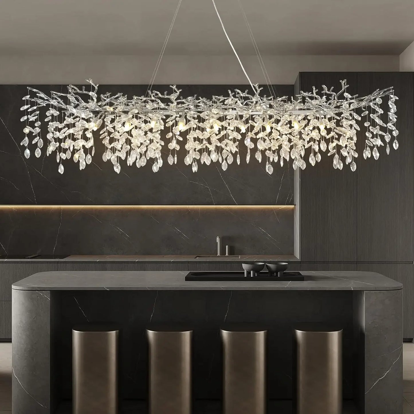 Round Luxury Gold Crystal Chandelier