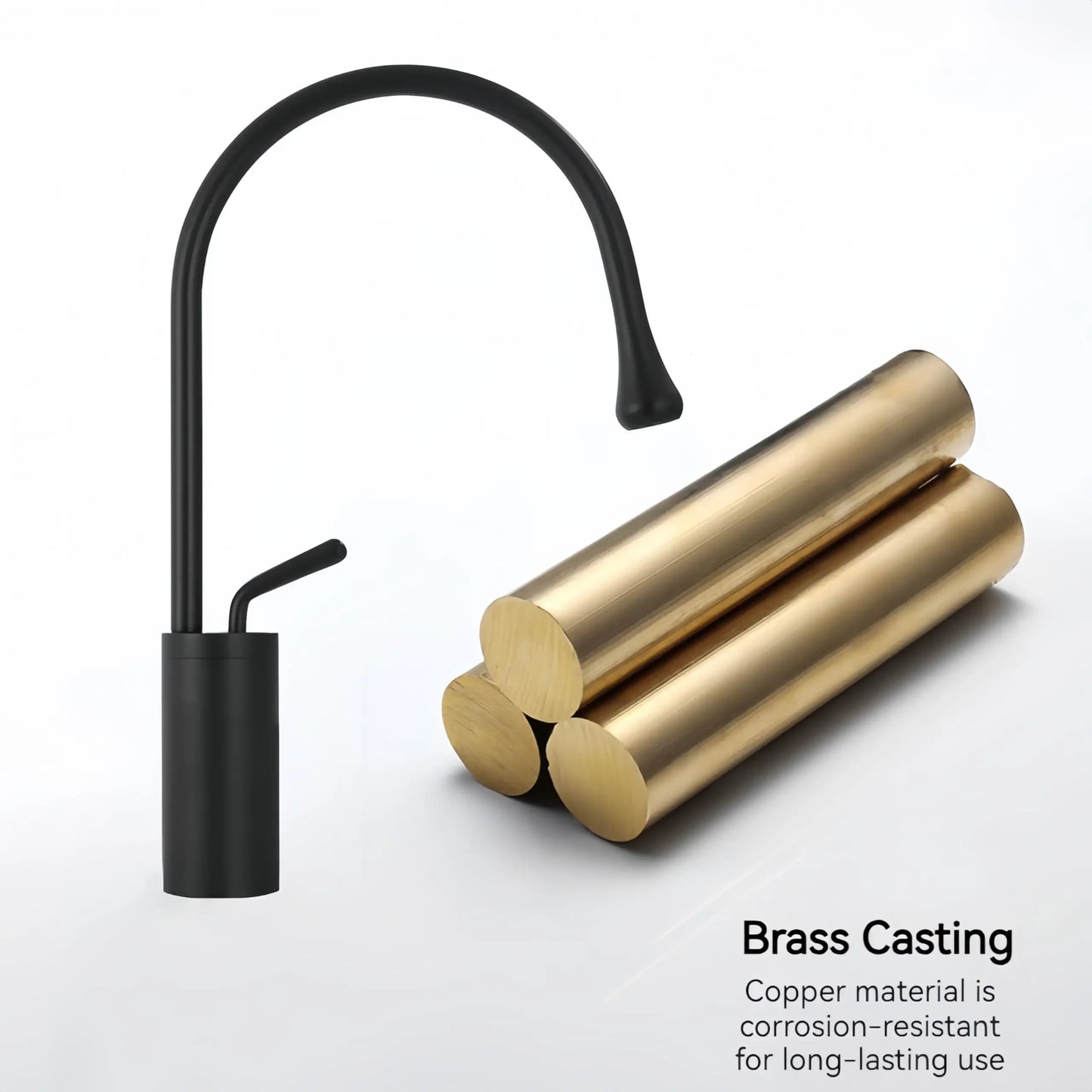 Modern Bathroom Faucet High Arc Single Handle Sink Faucet Brass Washbasin Hot and Cold Water Faucet with Hose Accessories