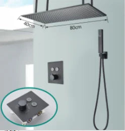 Modern Bathroom Rain Waterfall Shower Set Thermostatic Mixer Bath Shower Mixer Tap Brass Body